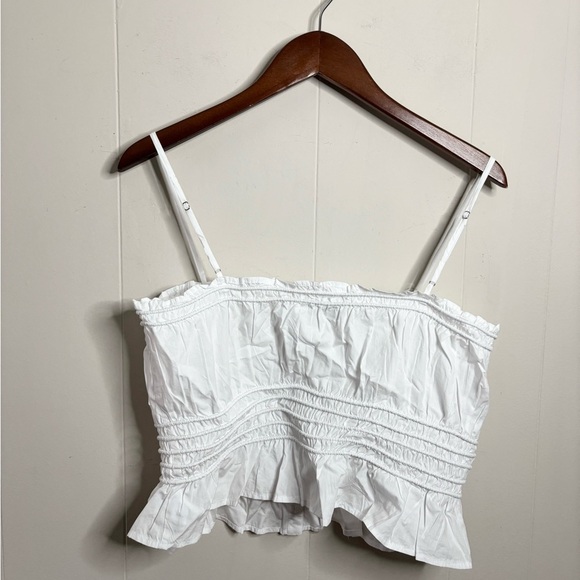 Madewell white Smocked Button-Front Top in Poplin size L new - Picture 7 of 9